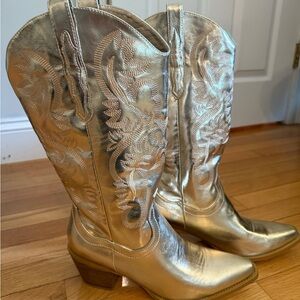 Gold Western Cowboy Boots Sz 10 New!